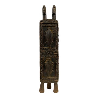 Dogon Turtle and Crocodile Wooden Medicine / Tobacco Box Mali 17.5" H For Sale