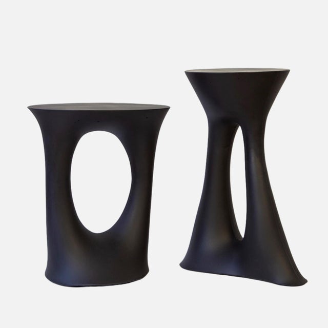 Souda Kreten Side Table, Painted Black, Tall, by Souda, Modern, Organic, Concrete End Table For Sale - Image 4 of 6