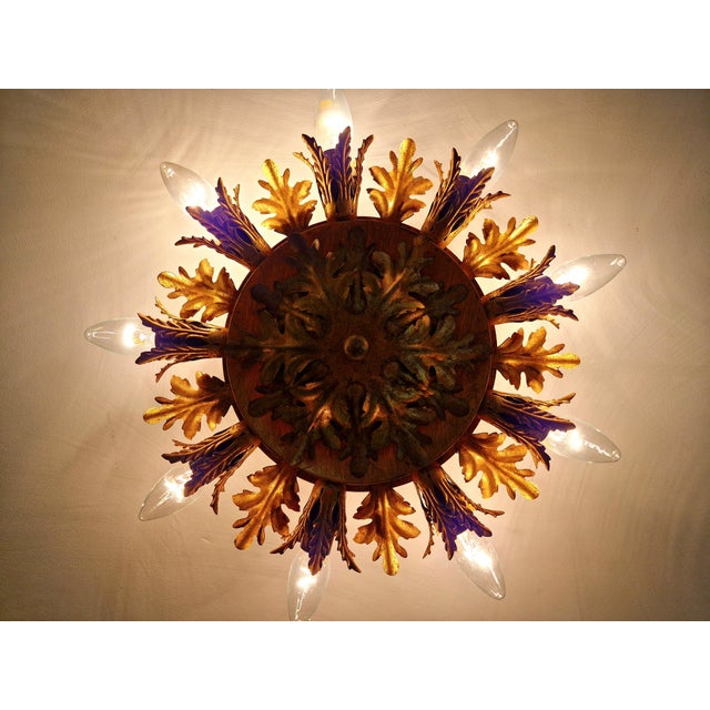 Floral Ceiling Light in Gilded Metal from Banci Firenze, Italy, 1970 For Sale - Image 9 of 13