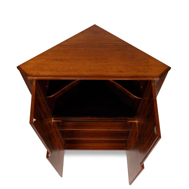 Vintage Danish Mid-Century Rosewood Corner Bar Cabinet For Sale In San Francisco - Image 6 of 12