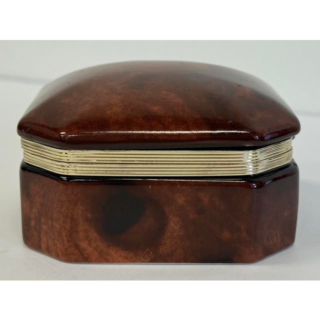 Vintage Frederick Cooper Style Porcelain Faux Burl Wood Box For Sale In Kansas City - Image 6 of 11