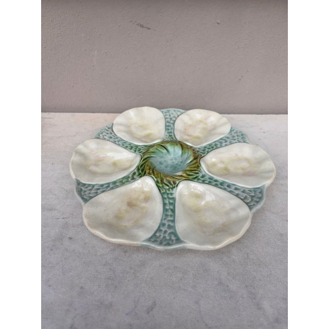 French Majolica Orchies Oyster Plate Circa 1900.
