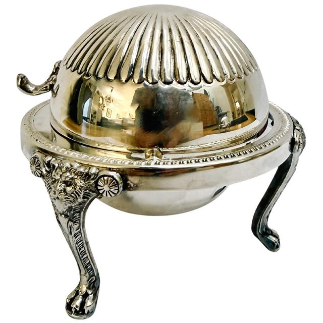 Mid 20th Century American Rogers Silver-Plated Roll Top Caviar / Butter Dish With Glass Liner - Caviar Server For Sale In San Diego - Image 6 of 9