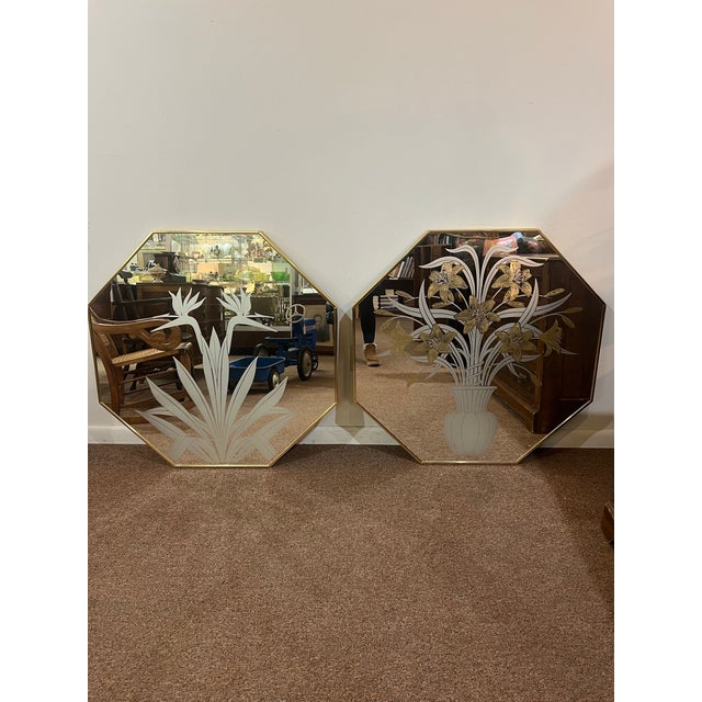 Etched Glass Mirrors Robert Slimbach Palm Beach Regency For Sale - Image 10 of 12