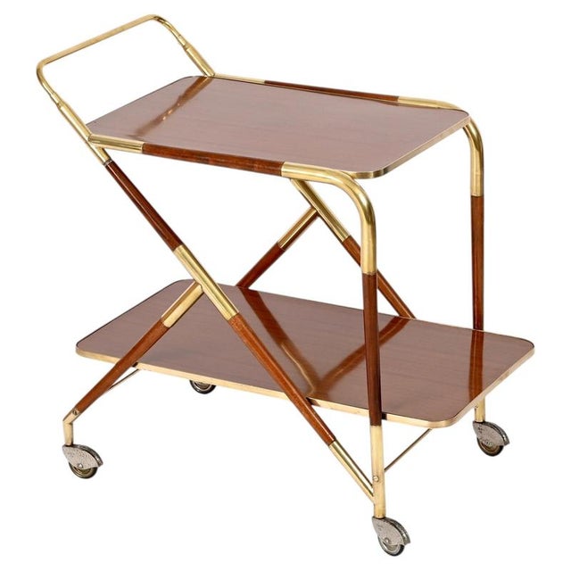 Mid-Century Brass and Wood Bar Cart by Cesare Lacca, Italy, 1950s For Sale - Image 16 of 16