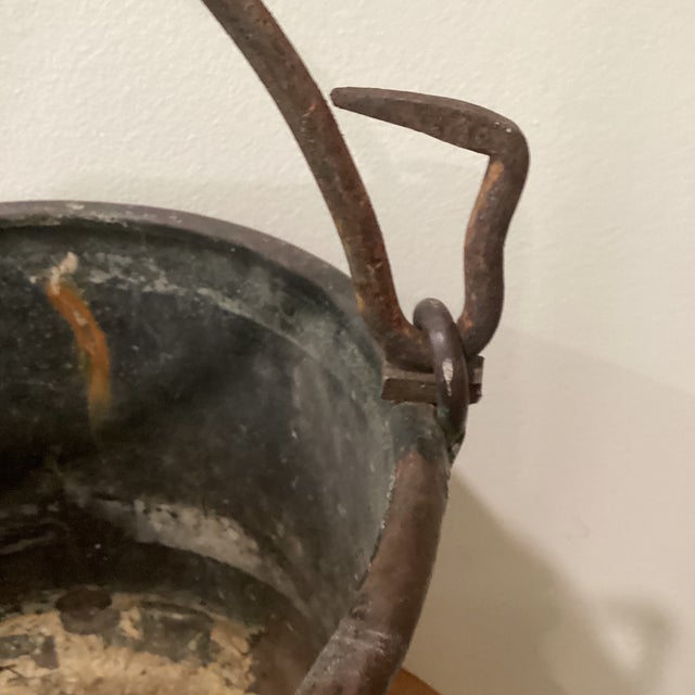 Late 19th Century Antique Copper Cauldron With Iron Handle Hand Chased and Hammered Rich Patina For Sale - Image 5 of 12