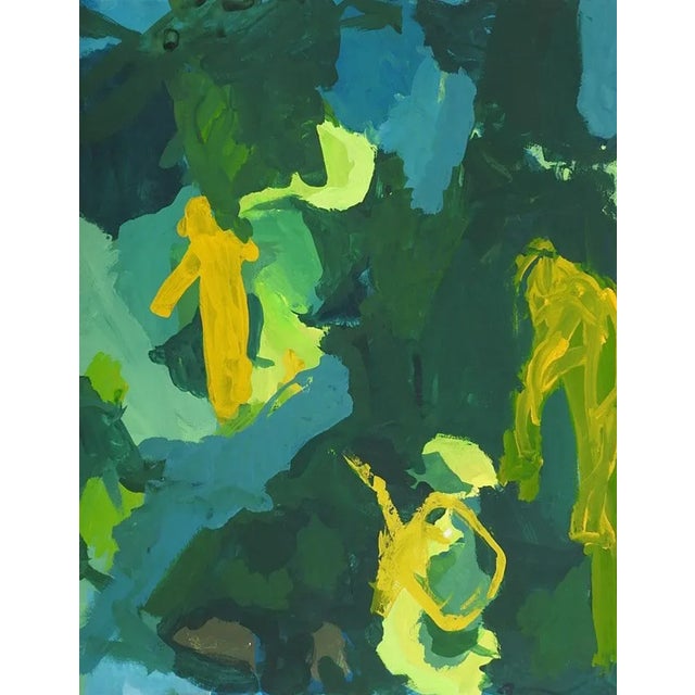 Late 20th Century Yellow and Green Abstract Painting For Sale
