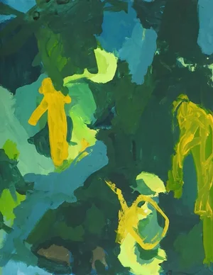 Late 20th Century Yellow and Green Abstract Painting