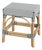 Robias 18 in. Seat Height Rectangular Rattan Low Dining Stool, White/Navy Stripe/ Natural Rattan Frame For Sale
