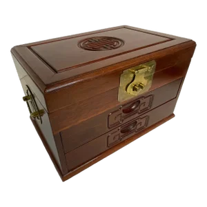 1970s Mid-Century Chinoiserie Hollywood Regency Rosewood and Brass Box.