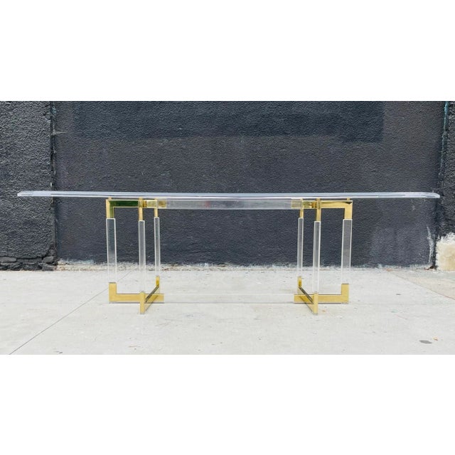Charles Hollis Jones Charles Hollis Jones Lucite & Brass Dining Table From the "Metric" Collection, For Sale - Image 4 of 13