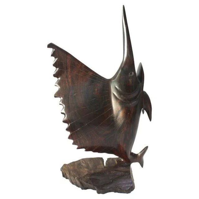 1960s Rosewood Carved Sailfish Figure For Sale - Image 13 of 13