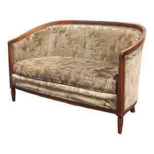 1920's French Art Deco Carved & Detailed Sofa/ Settee