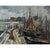 Antique Framed Oil Painting on Canvas by Rene Clarot (1882-1972) is a charming retrospective view of a fisherman's dock in...