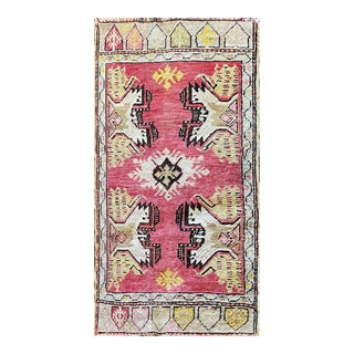 Antique Turkish Oushak Yastik Anatolian Rug, Dragon Design For Sale