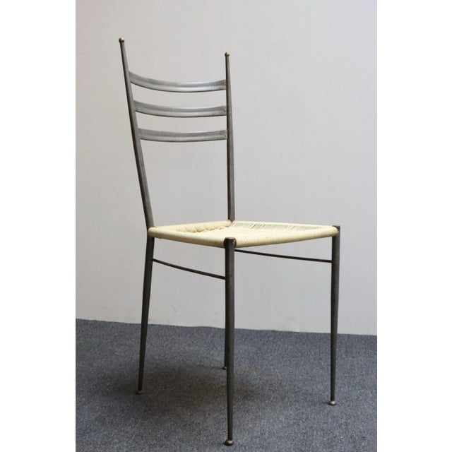 Set of Six Italian Modernist Steel and Brass Dining Chairs After Gio Ponti For Sale - Image 18 of 18