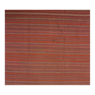 1950s Vintage Multicolor Stripe Turkish Decorative Kilim Flatweave Small Rug For Sale