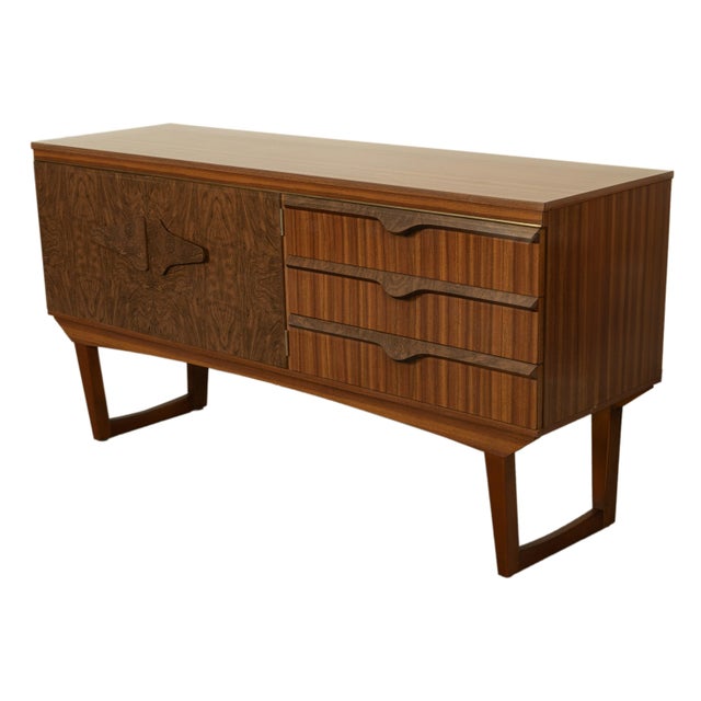 Mid-Century Modern Mid Century Modern Danish Style Compact Zebra Wood Teak Credenza Sideboard 1960 For Sale - Image 3 of 13
