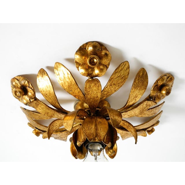 Brutalist Florentine Gold-Plated Iron Ceiling Lamp, 1960s For Sale - Image 11 of 18