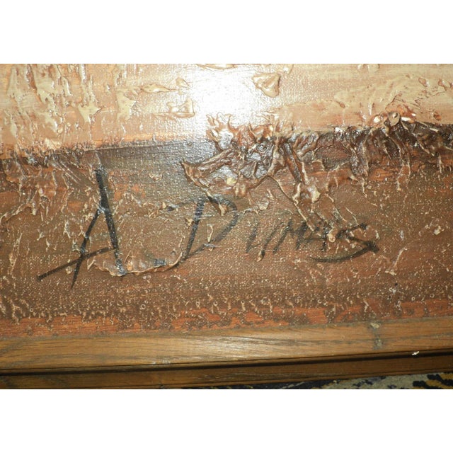 Vintage Signed a Dumas Large African or Western Native Theme Oil Painting For Sale - Image 9 of 11