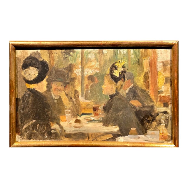 Lucien Laurent Gsell -19th Century Belle Epoque Café Scene, Oil Painting For Sale