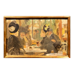 Lucien Laurent Gsell -19th Century Belle Epoque Café Scene, Oil Painting