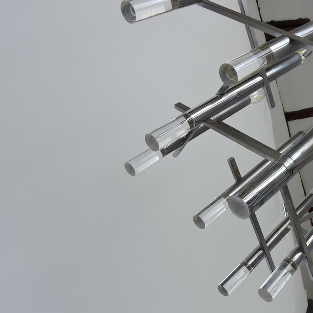 Chrome and Acrylic Glass Chandelier by Sciolari, 1970s For Sale - Image 6 of 14