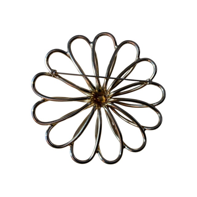 This is a Fantastic Large Bulky Vintage Gold Tone Atomic Spiral Brooch: 1960s Mid Century Pin Brooch. 3 3/4 round Very...