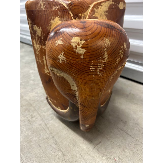 Vintage Boho Wood and Brass Carved Elephant For Sale In Philadelphia - Image 6 of 8