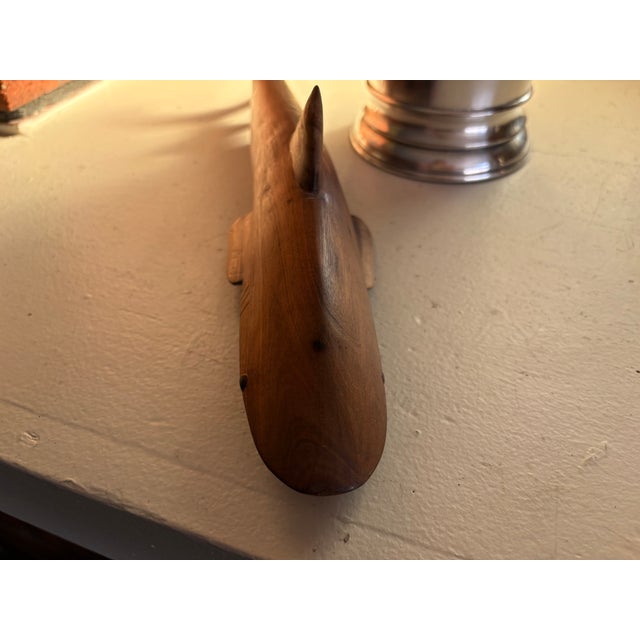 Wood Vintage Hand-Carved Wood Shark Folk Art Sculpture For Sale - Image 7 of 16