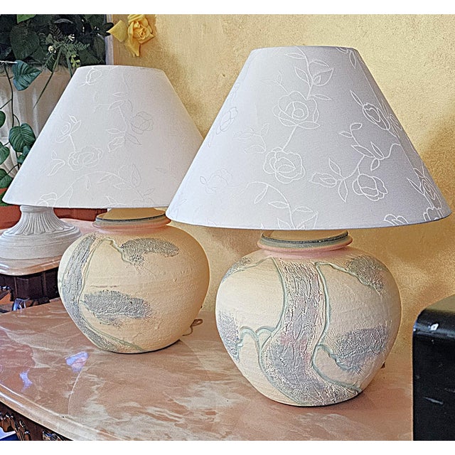 Vintage 1980s Postmodern Sculptural Ceramic Table Lamps – a Pair For Sale - Image 16 of 18