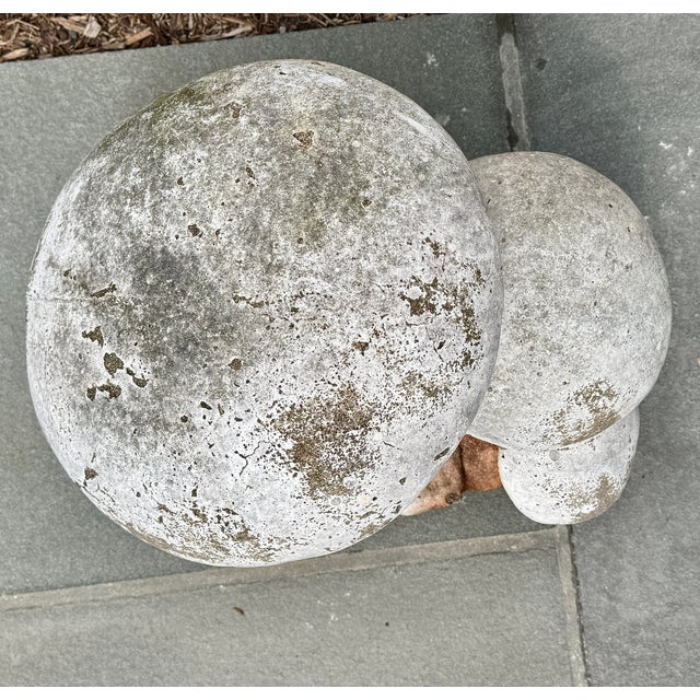 Stone Cast Stone Mushroom Toadstool Garden Sculpture With Frog For Sale - Image 7 of 12