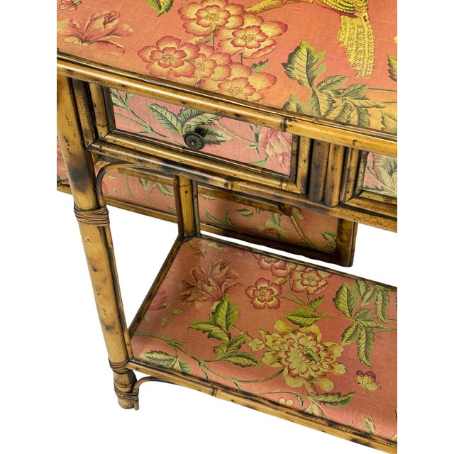 Billy Baldwin Mid 20th Century Hollywood Regency Faux Bamboo Console / Vanity With Matching Mirror, 2 Pieces For Sale - Image 4 of 12