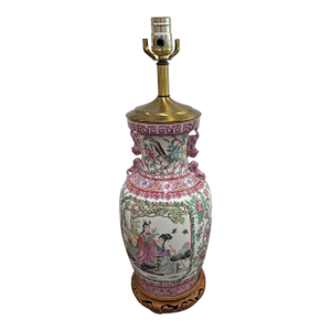 Mid 20th Century Famille Rose Chinese Export Lamp