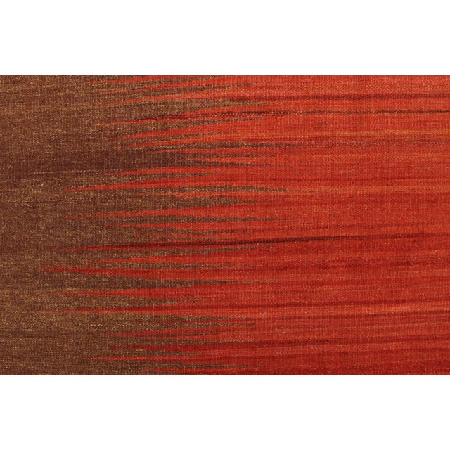 2000 - 2009 Rustic Kilim Brown Red Wool Rug - 8'0" X 10'2" For Sale - Image 5 of 7