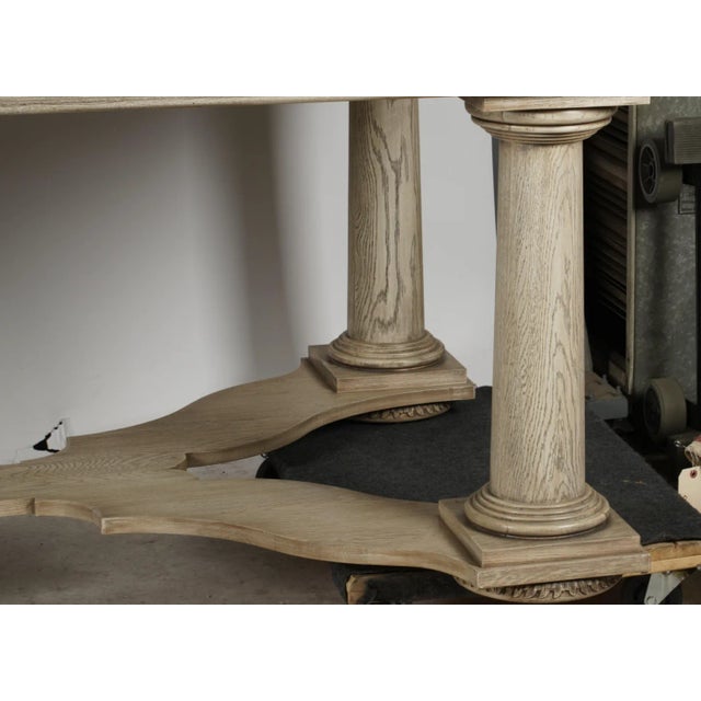 Wood A Nancy Corzine Stone Top Library Table Bleached Oak Finish For Sale - Image 7 of 10