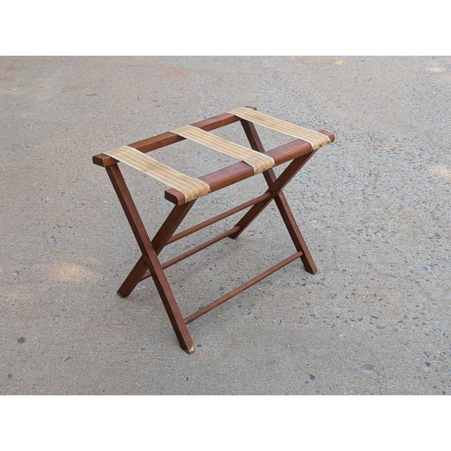 Vintage wooden folding luggage rack. Pretty traditional style base with Tan and brown straps. Can also be used as a tray...