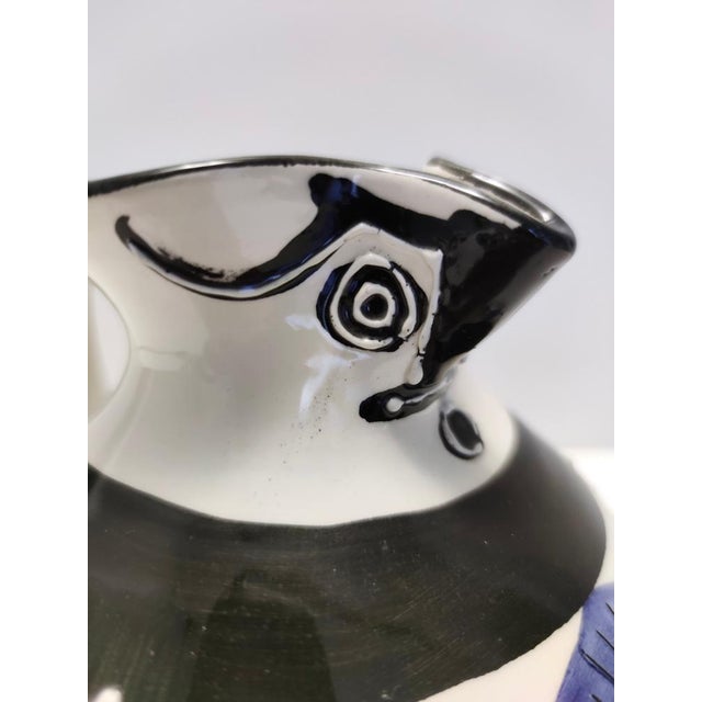 Black Hand-Painted Ceramic Jug in the style of Picasso, 1970s For Sale - Image 8 of 14