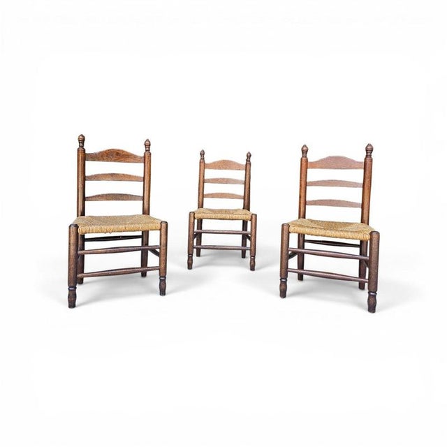 Vintage Provicial Ladderback Children's Chairs with Rush Seat, 1930s, Set of 3 For Sale - Image 13 of 18