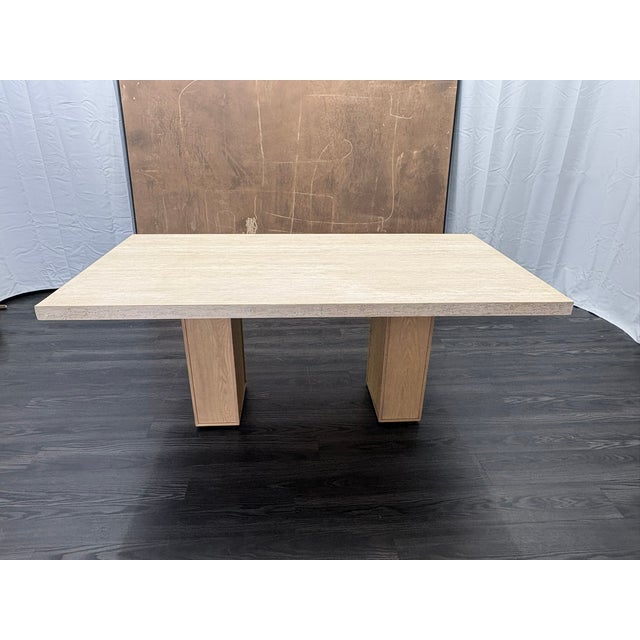 Rh Lumi Rectangular Dining Table 72" | Light Oak | Turkish Travertine For Sale - Image 11 of 18