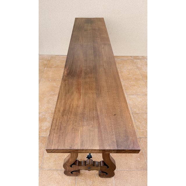 20th Century Spanish Rustic Carved Wood Console Table , 1965 For Sale - Image 11 of 12