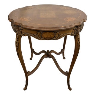 Distressed Louis XV Revival Hand-Carved Parlor Table by Jb Van Sciver Co. - C. 1900 For Sale