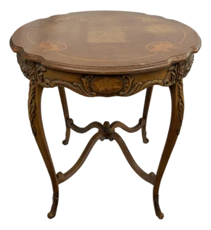 Distressed Louis XV Revival Hand-Carved Parlor Table by Jb Van Sciver Co. - C. 1900