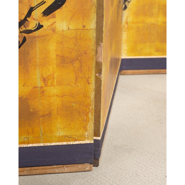 Mid 20th Century Japanese Showa Four Panel Screen Pair of Karashishi Foo Dogs For Sale - Image 17 of 18