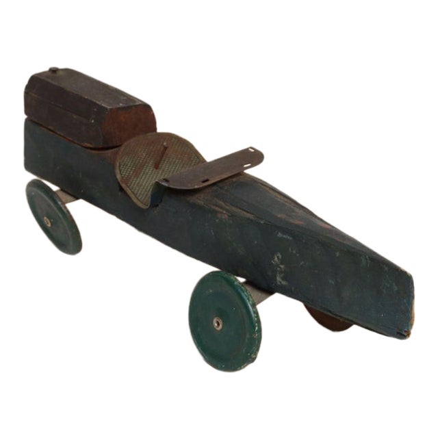 Vintage Handcrafted Wooden and Metal Soap Box / Pinewood Racer For Sale