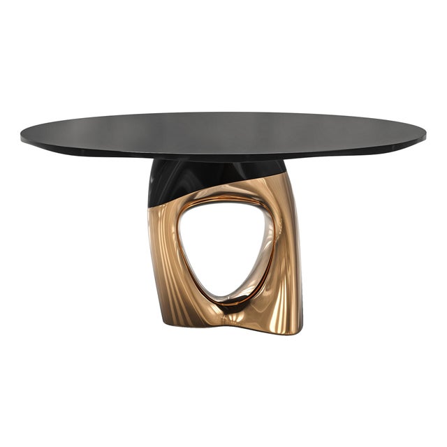"Modena" Round Table With Bronze and Stainless Steel, Handmade For Sale In Los Angeles - Image 6 of 12