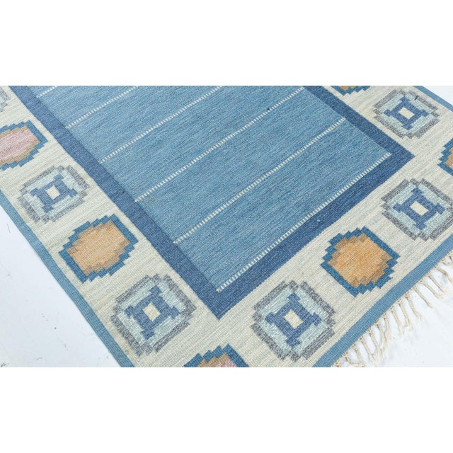 Textile Doris Leslie Blau Vintage Swedish Flat Woven Rug by Ingegerd Silow For Sale - Image 7 of 7
