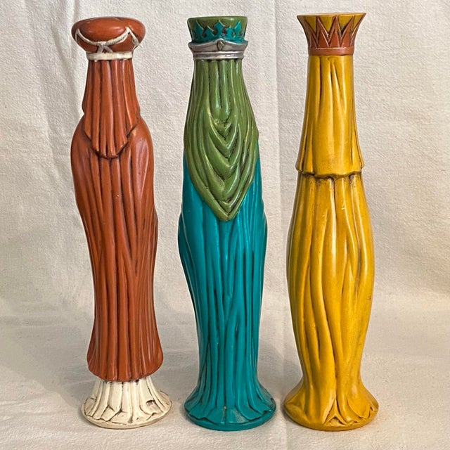 Three vintage hand painted figures of the Three Wise Men. So MCM Kitschy! Add these to your holiday collection. Very hard...
