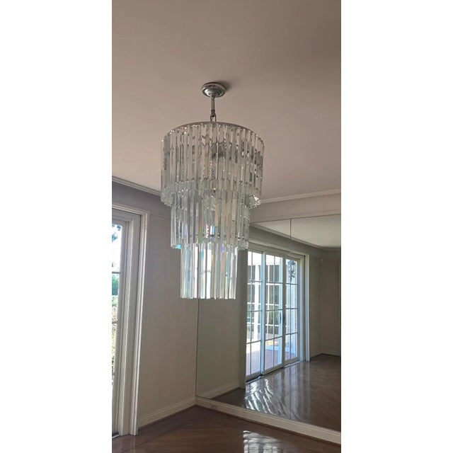 Art Nouveau 1980s Lead Crystal Three Tier Chandelier For Sale - Image 3 of 10