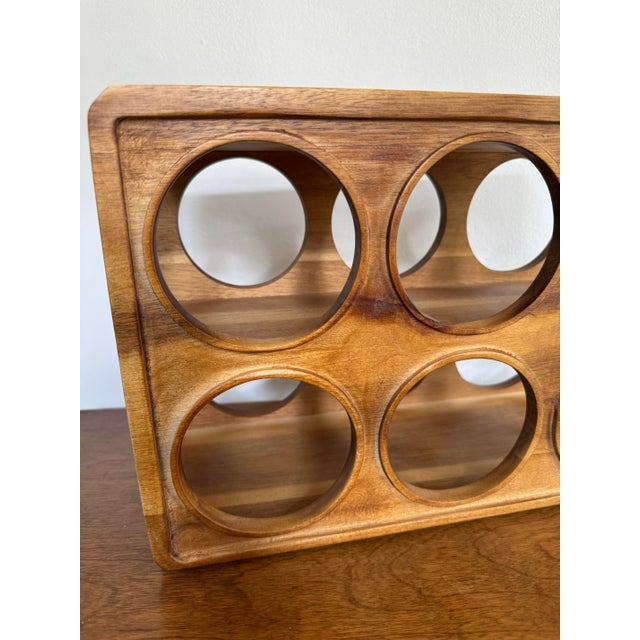 Mid 20th Century Vintage Mid Century Modern Walnut Wine Rack, Holds 6 Bottles For Sale - Image 6 of 9